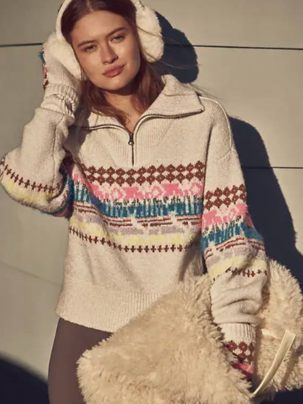 Pilcro Sweater Small Zip Front Cardigan Sweater 1/4 Zip Knit Preppy Lounge Comfy